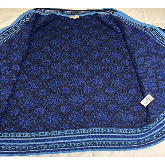Appleseeds Cardigan Women 2XL  Royal Blue Black Fair Isle Wool Nordic Snowflake - Picture 9 of 12